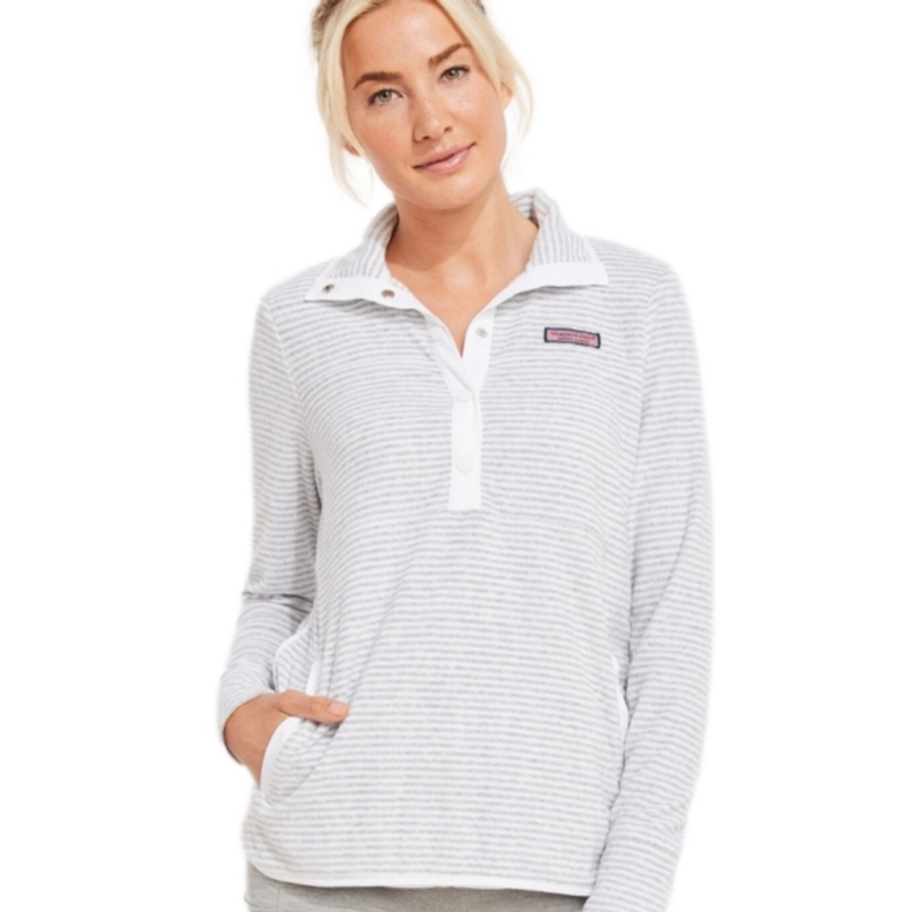 NWT Vineyard Vines Snap Shep Shirt Grey White Stripe Terry Towel Size XXS
